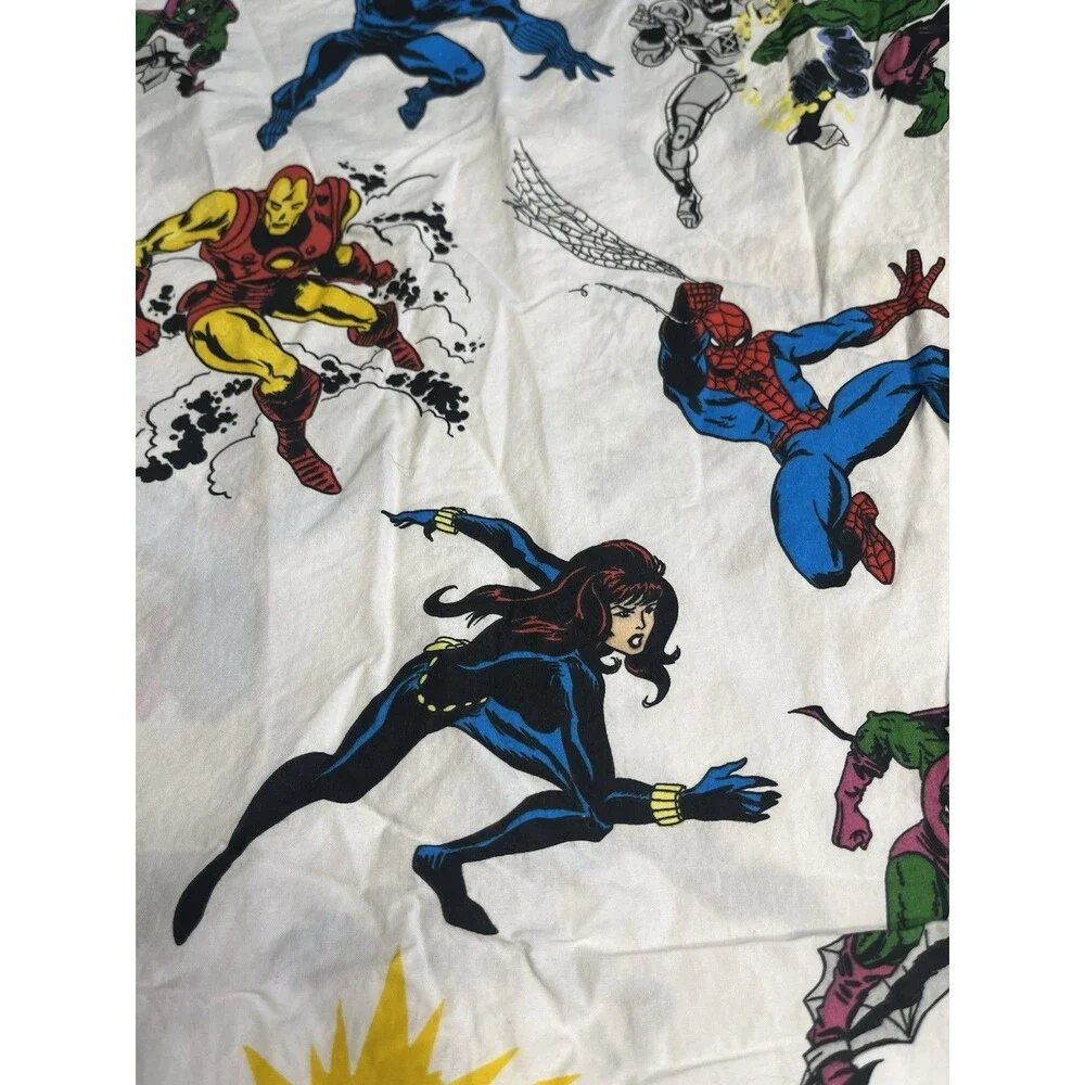 Pottery Barn Kids Marvel Avengers Flat Sheet Only 100% Cotton Queen Size